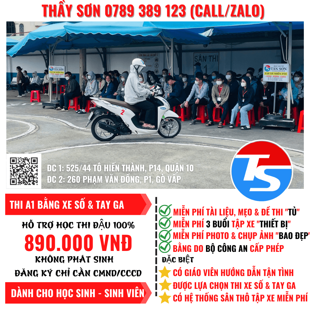 Thi Bằng Lái Xe Máy A1 TPHCM - Hỗ Trợ Đậu LT & TH 10 Địa Chỉ Tổ Chức Thi A1 Bằng Lái Xe Tay Ga Tại TPHCM